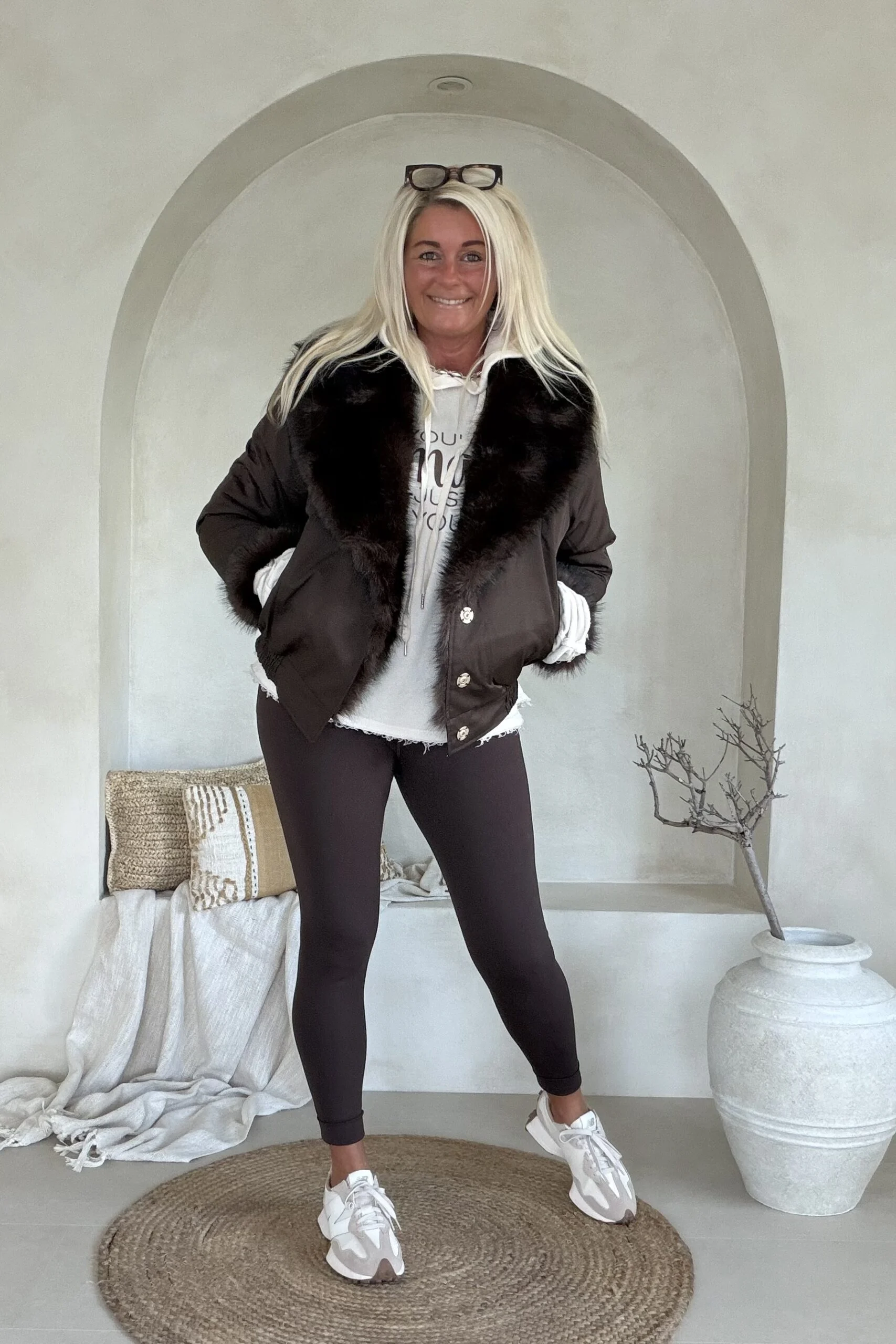 Reversible Fake Fur Bomberjack Bridget, Bruin. - Afbeelding 5