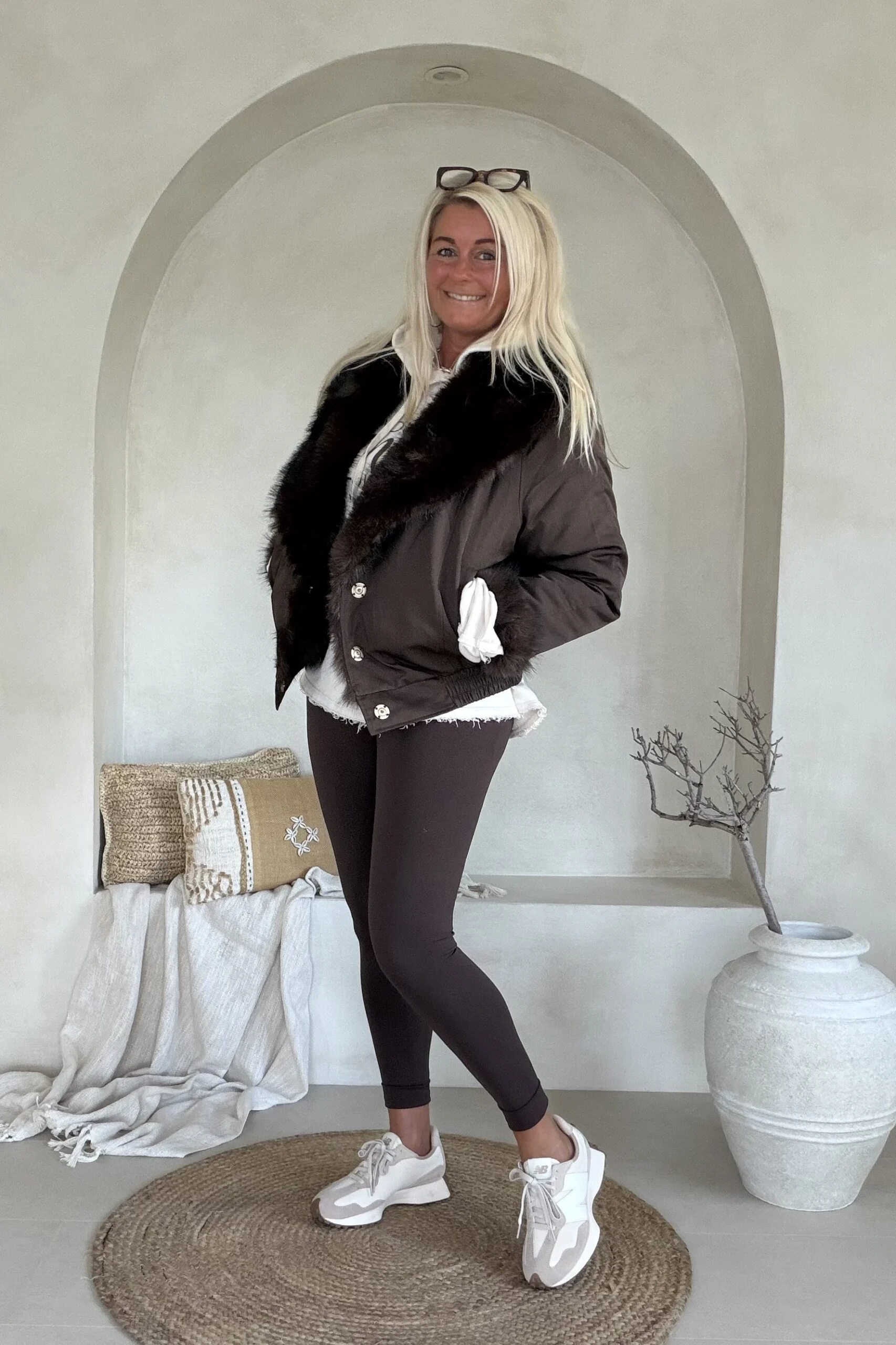 Reversible Fake Fur Bomberjack Bridget, Bruin. - Afbeelding 6