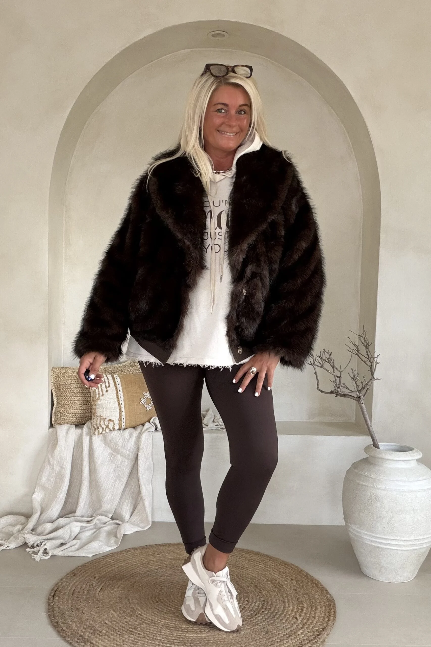 Reversible Fake Fur Bomberjack Bridget, Bruin. - Afbeelding 14