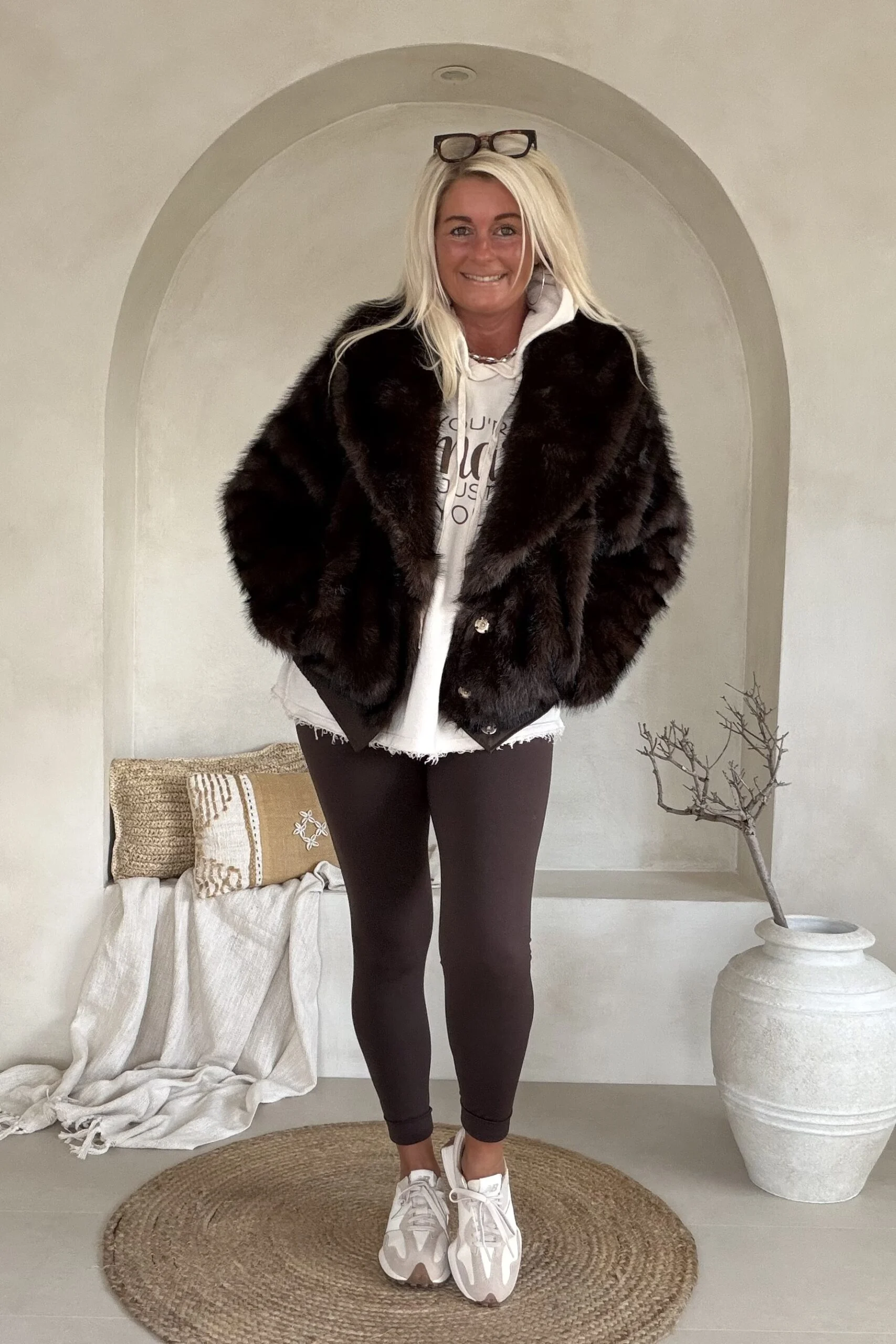 Reversible Fake Fur Bomberjack Bridget, Bruin. - Afbeelding 3