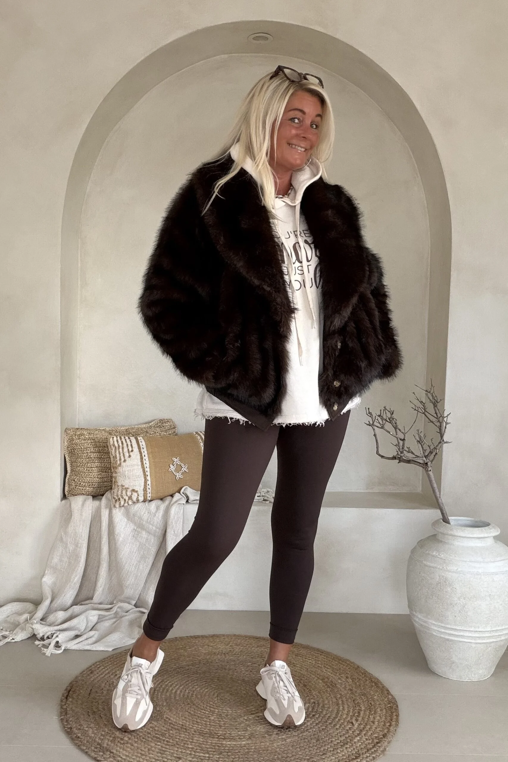 Reversible Fake Fur Bomberjack Bridget, Bruin. - Afbeelding 15