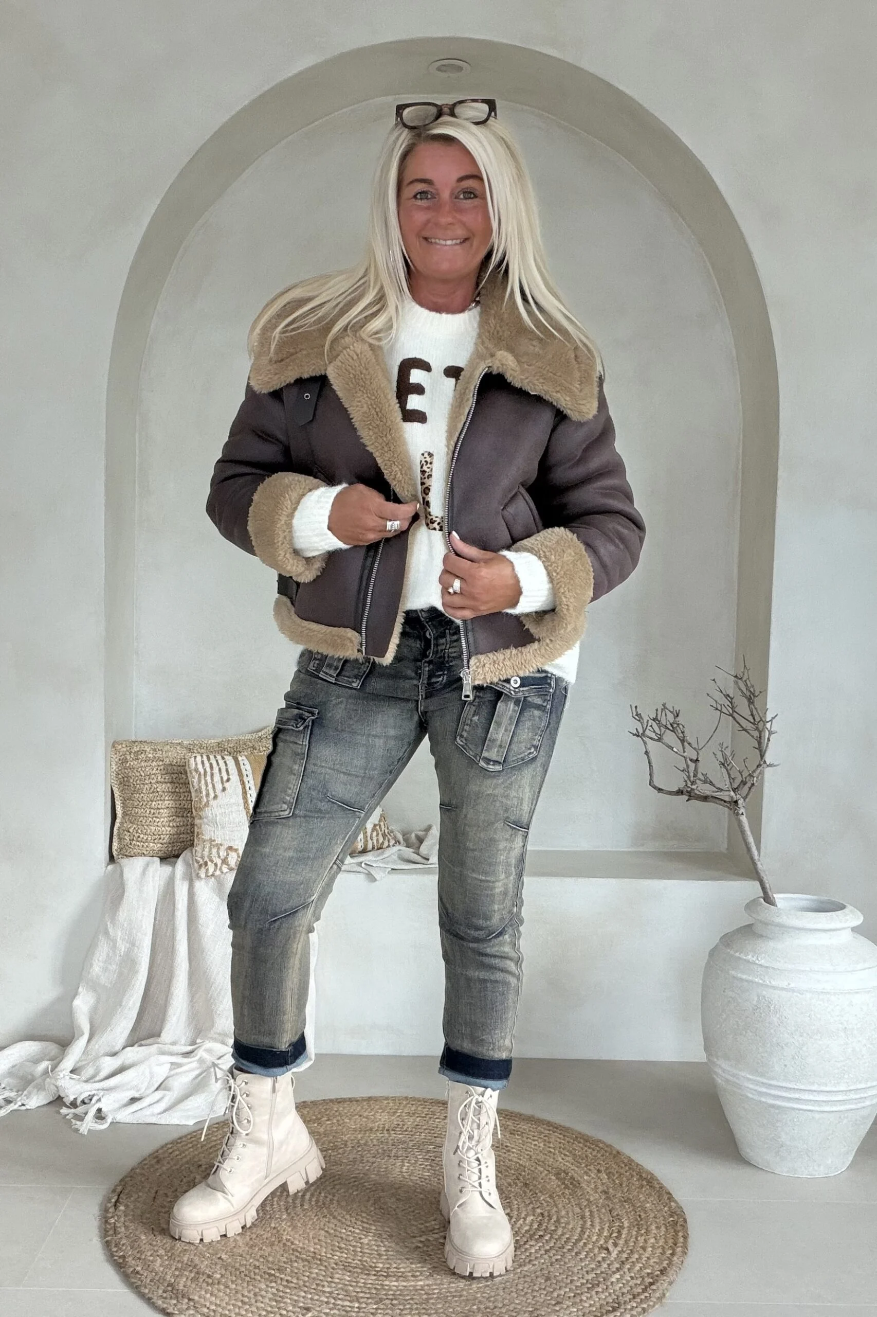 Imitatie Lammy Jack Lianda, Bruintinten. - Afbeelding 3