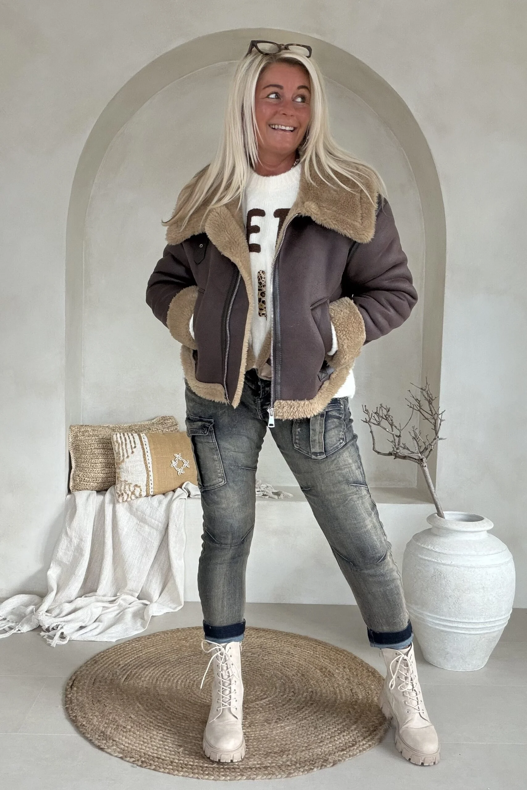 Imitatie Lammy Jack Lianda, Bruintinten. - Afbeelding 4