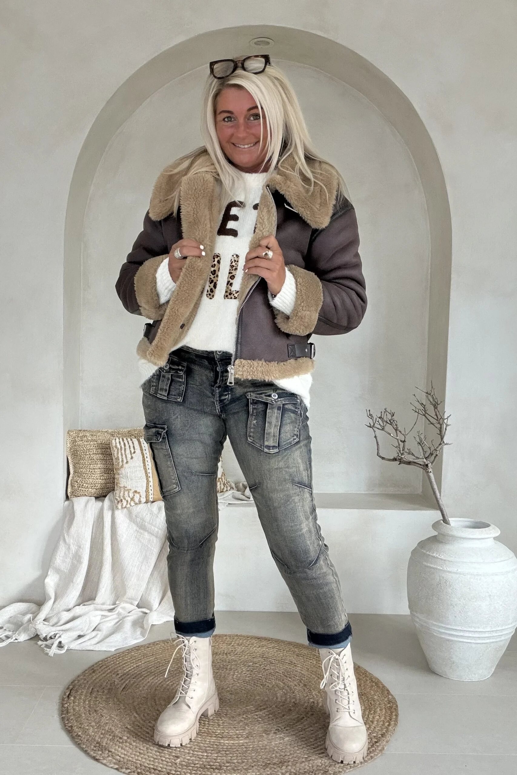 Imitatie Lammy Jack Lianda, Bruintinten. - Afbeelding 2