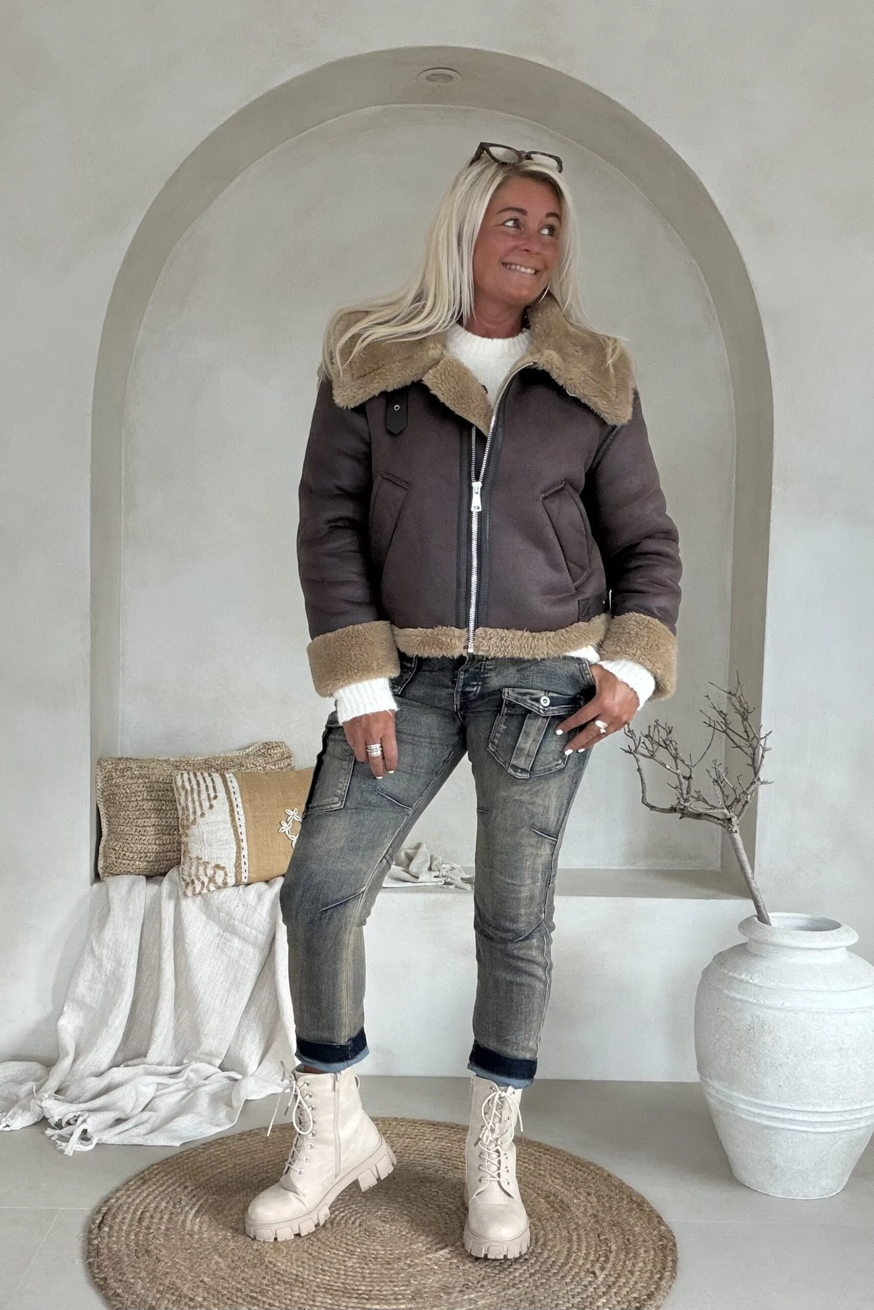 Imitatie Lammy Jack Lianda, Bruintinten. - Afbeelding 8