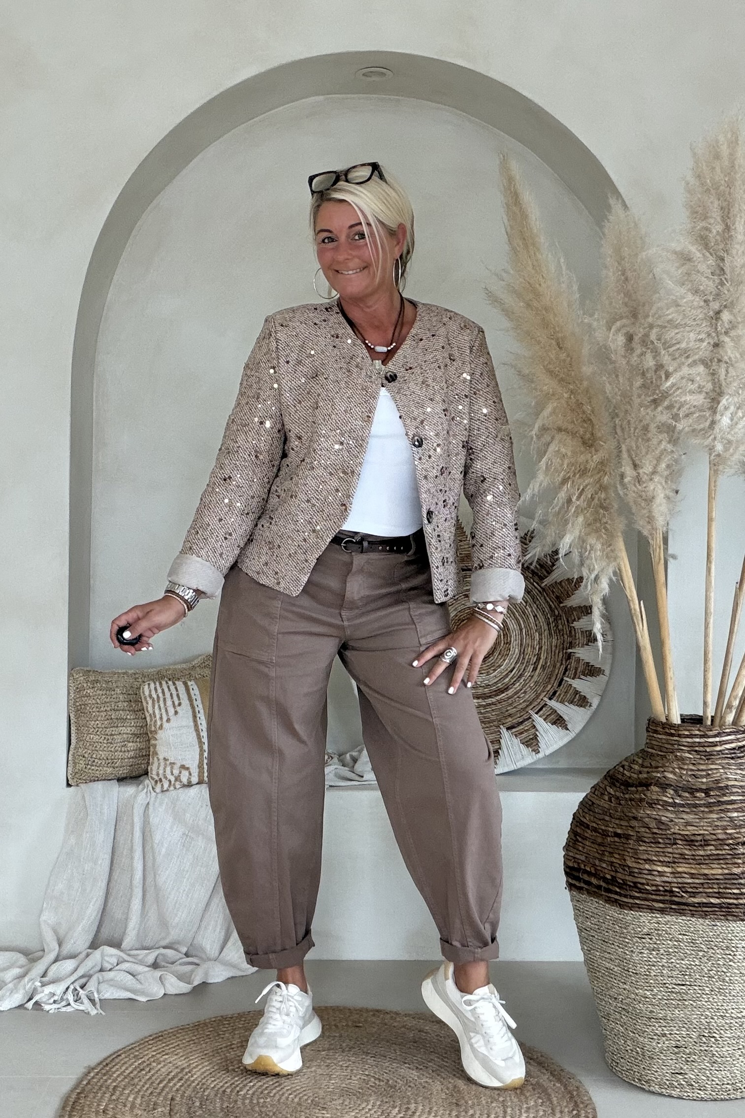 Barrel/ Ballon broek Brianna, Mocca Bruin. - Afbeelding 3