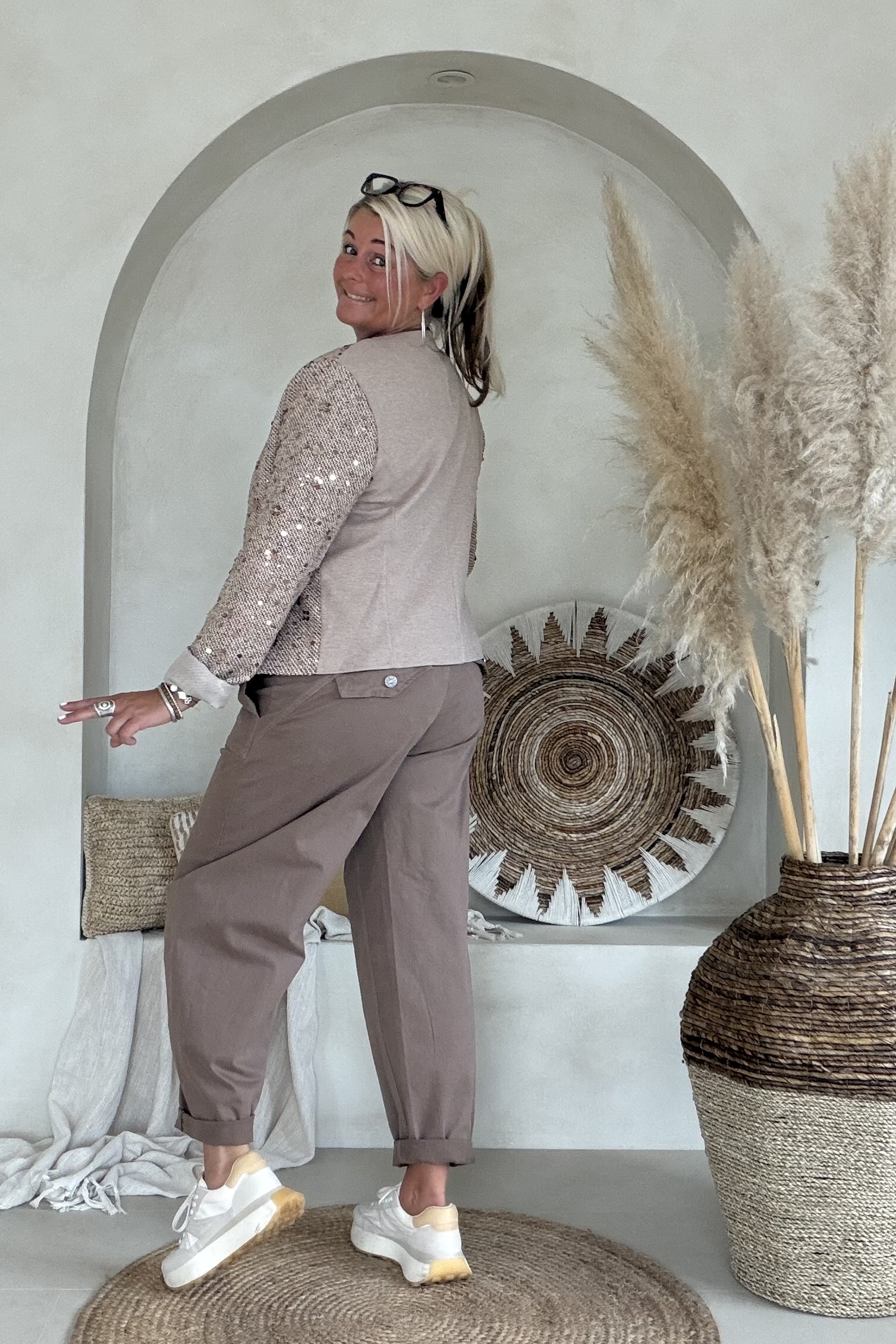 Barrel/ Ballon broek Brianna, Mocca Bruin. - Afbeelding 4
