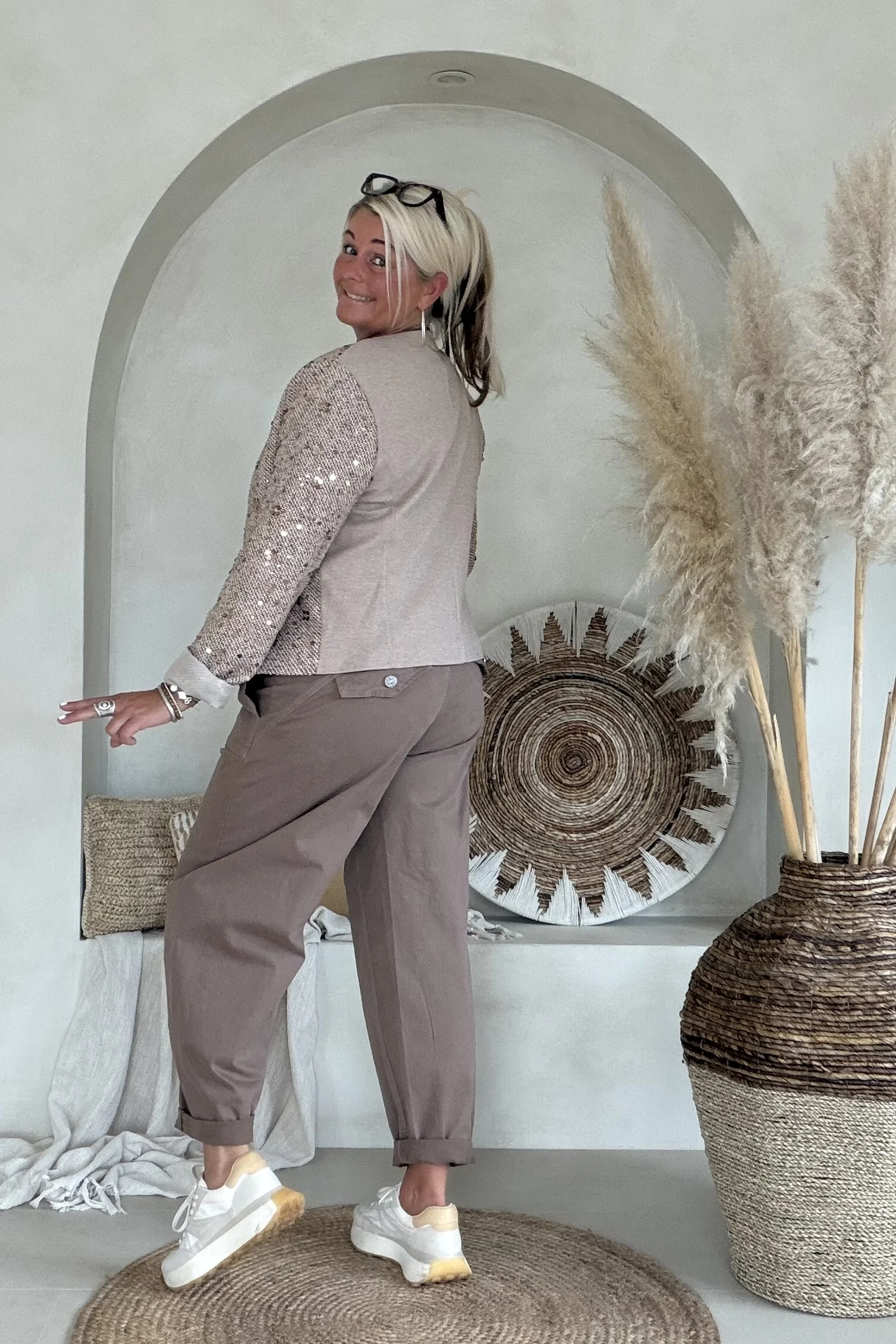 Barrel/ Ballon broek Brianna, Mocca Bruin. - Afbeelding 4