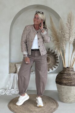 Barrel/ Ballon broek Brianna, Mocca Bruin.