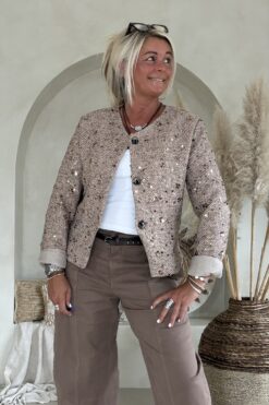 Tweed jasje Jacinta met Lovers, Bruintinten.