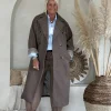 Trenchcoat Tina Visgraat, Donker Taupe
