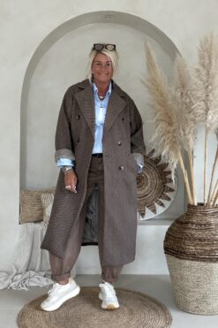 Trenchcoat Tina Visgraat, Donker Taupe