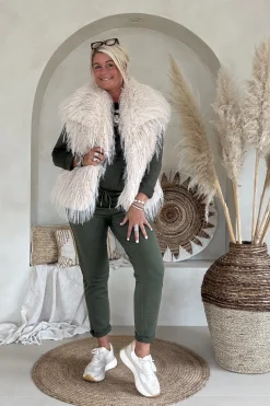 Fake Fur Bodywarmer Fay, Fluffy Ecru.