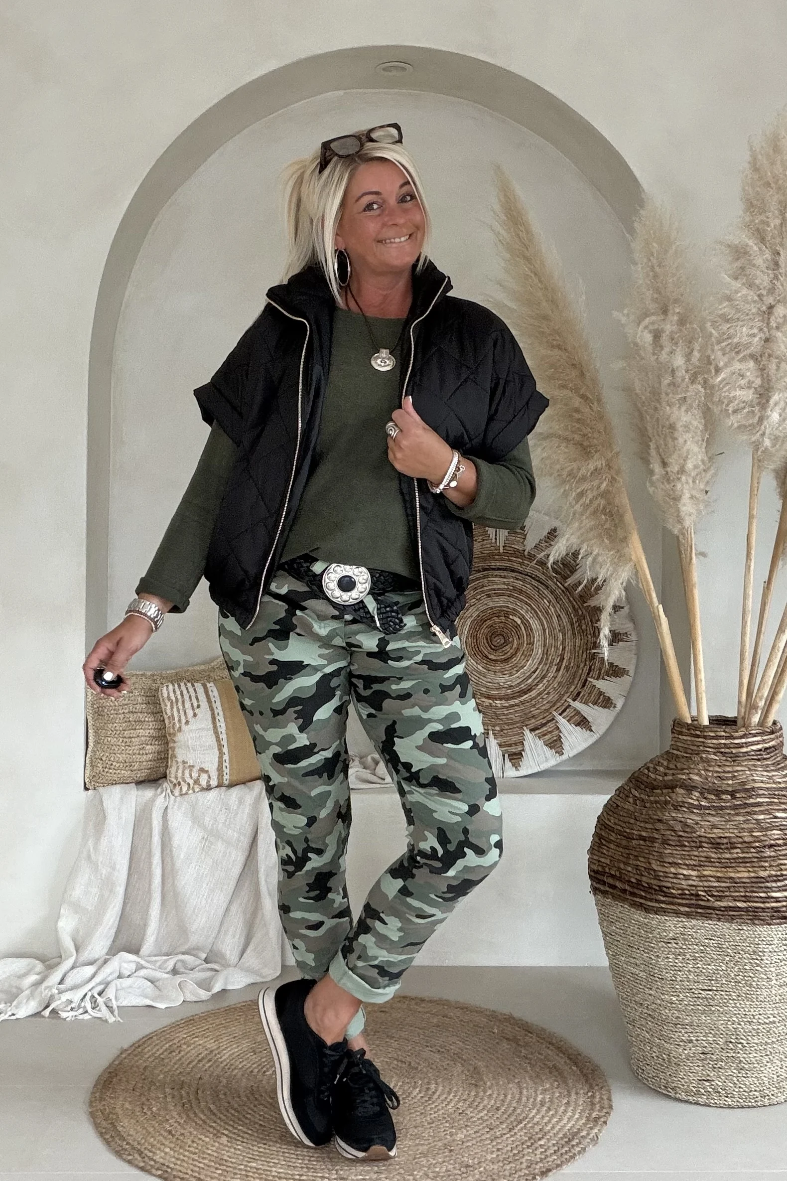 Camo Jogpant Camilla, Army/Zwart. - Afbeelding 2