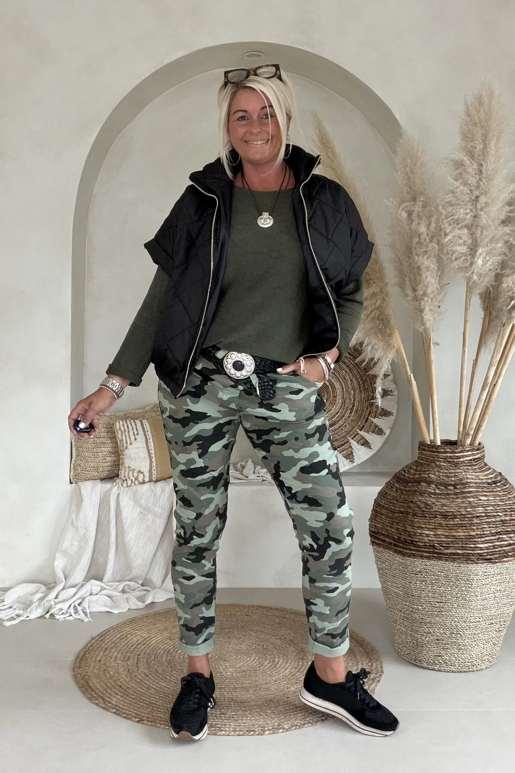 Camo Jogpant Camilla, Army/Zwart. - Afbeelding 3