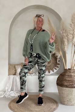 Camo Jogpant Camilla, Army/Zwart.