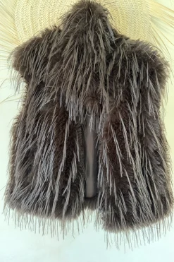 Fake Fur Bodywarmer Fay, Fluffy Bruin.