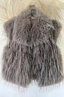 Fake Fur Bodywarmer Fay, Fluffy Taupe.