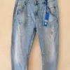 S.Woman Jeans Jola met Stiksels en Spots, Lichtblauw.