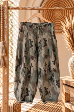 Barrel/Ballon broek Eva met Camo Print en aantrek koord