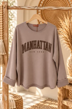 Sweater Malou Manhattan, Licht Taupe.