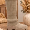 Slouchy Sockboots Sannie, Donker Zand/ Licht Taupe.