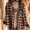 Ruit Blouse Rianne met Capuchon, Bruintinten.