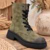 Bikerboots Bodil Vintage look, Army groen.