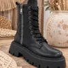 Chunky Bikerboots Raven, Zwart.