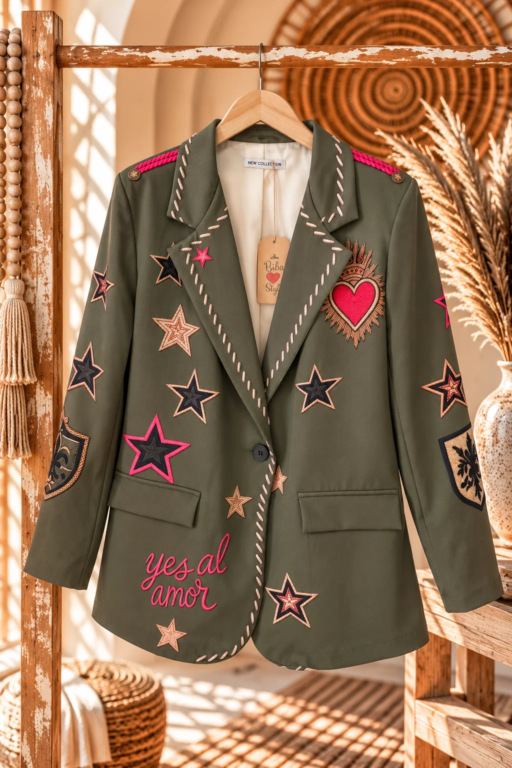 Colbert Claire met Harten en Sterren, Army groen.