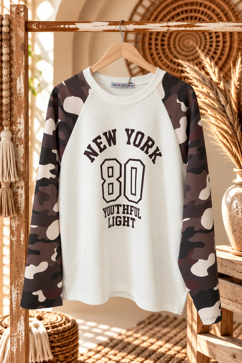 Sweater Jackie New York 80 Camouflage, Bruintinten.