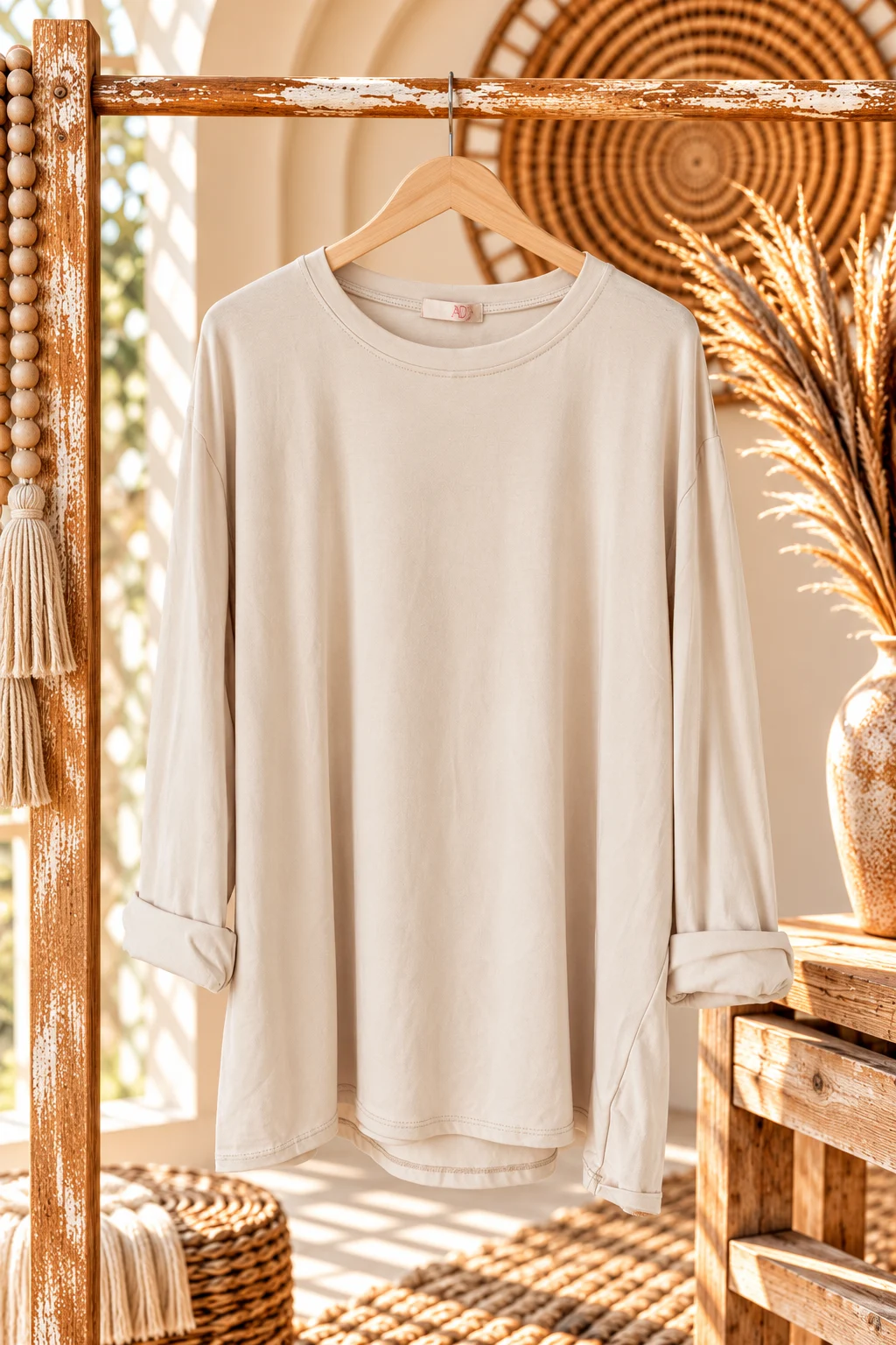 Basic Longsleeve Shirt Yet, Beige.
