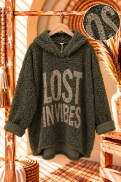 Comfy Teddy Hoodie Maëlle, Army.