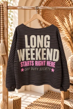 Sweat Lina "Long Weekend" Streep, Donker Bruin/Zwart.