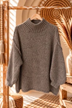 Trui Selina met Halve Col, Taupe.
