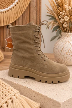 Bikerboots Dani Echt Suede, Taupe