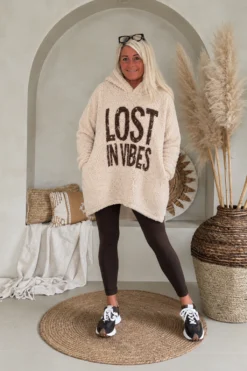 Comfy Teddy Hoodie Maëlle, Licht Zand.