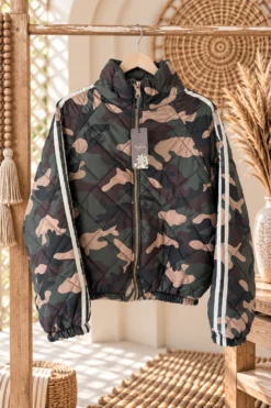 Bomberjack Shanna Camouflage met strepen, Groentinten.