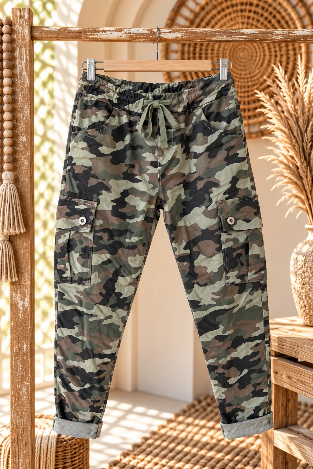 Cargo Jogpant Christa Camouflage print, Army/Bruin/Grijs. - Afbeelding 2