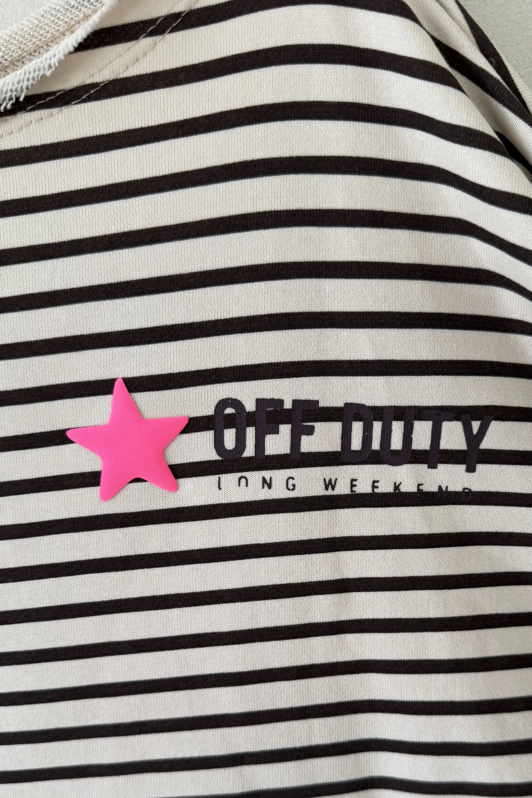 Sweat Lina "Long Weekend" Streep, Ecru/Bruin. - Afbeelding 4