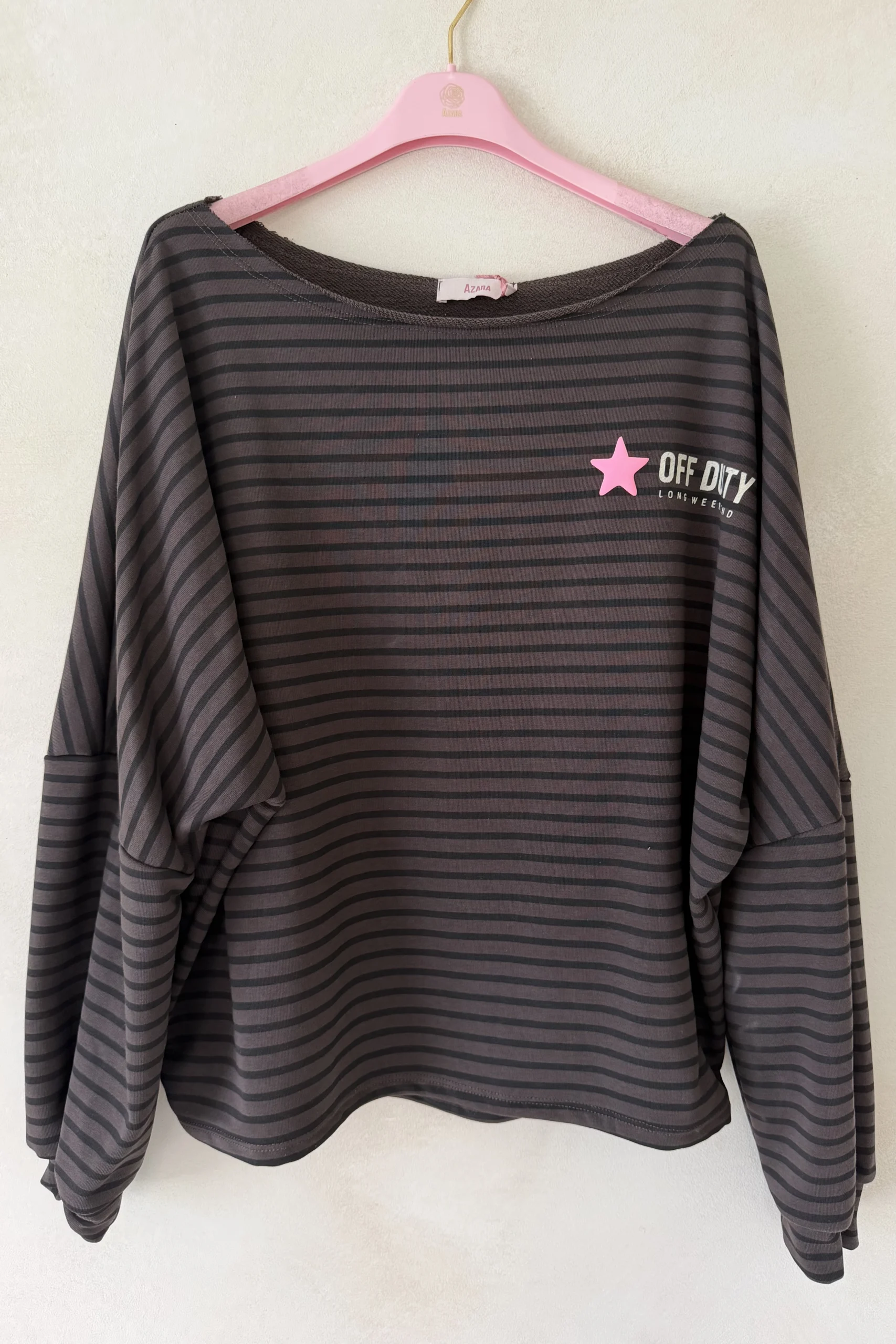 Sweat Lina "Long Weekend" Streep, Donker Bruin/Zwart. - Afbeelding 3