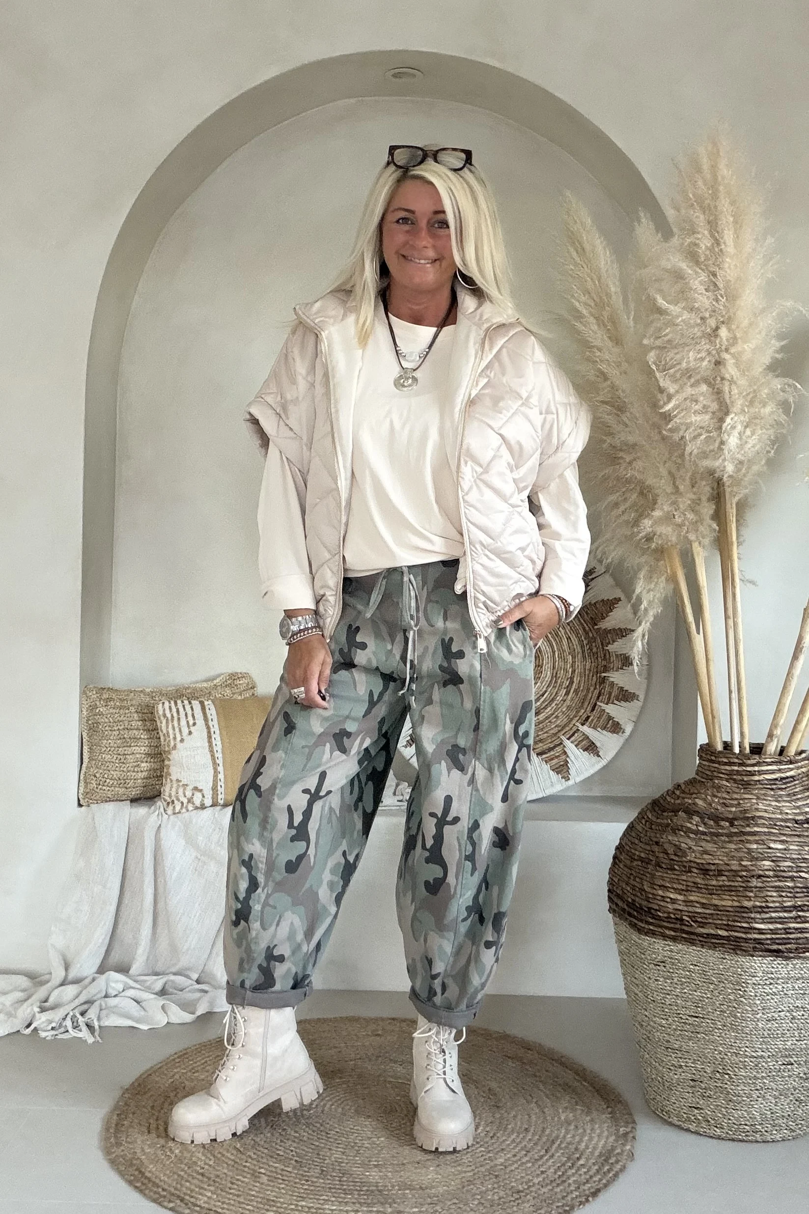 Barrel/Ballon broek Eva met Camo Print en aantrek koord - Afbeelding 2