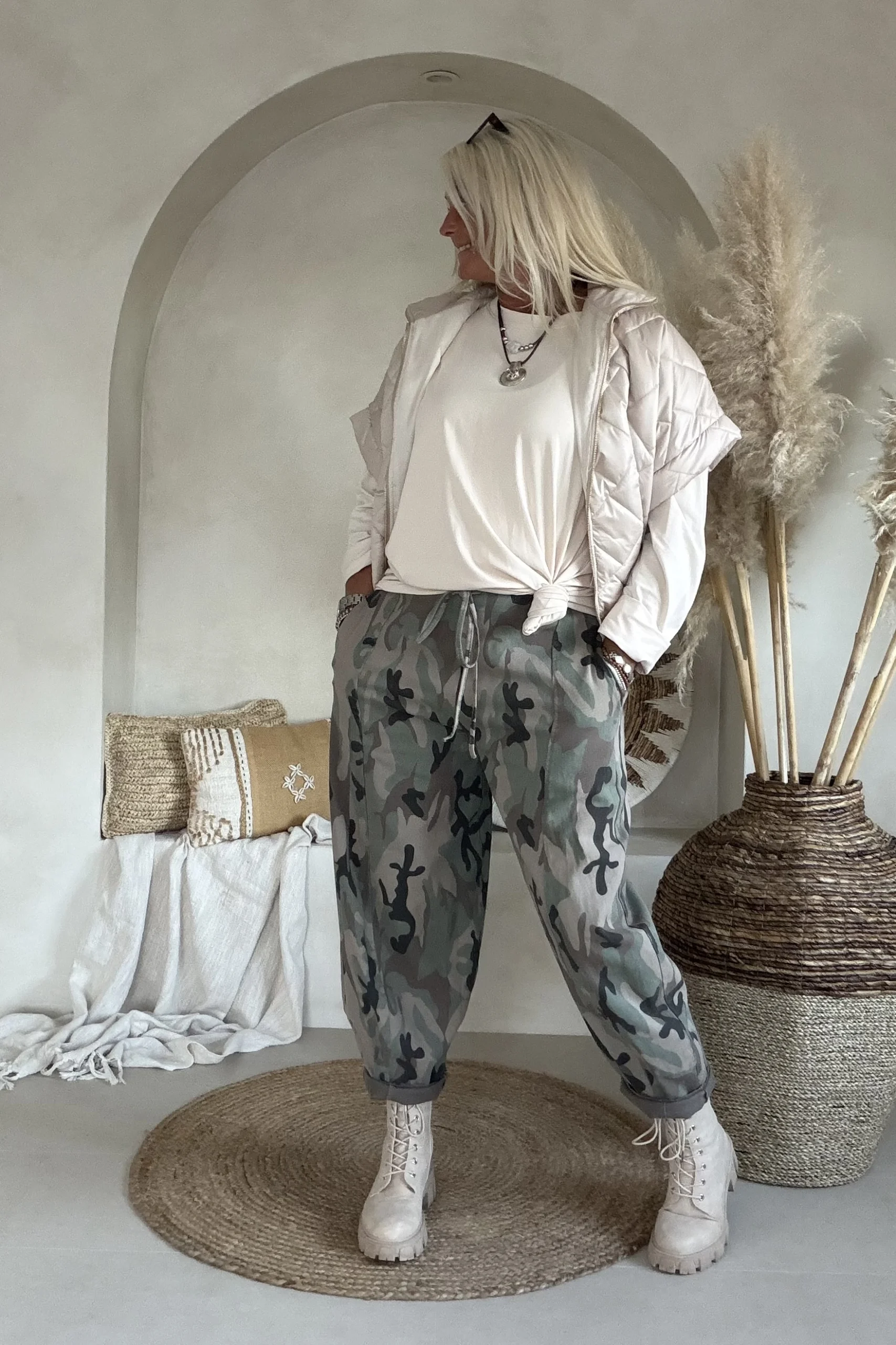 Barrel/Ballon broek Eva met Camo Print en aantrek koord - Afbeelding 5