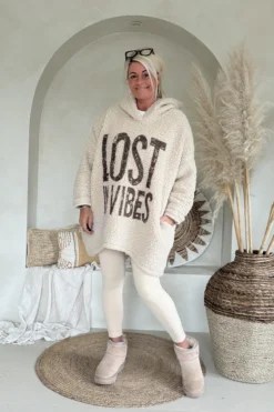 Comfy Teddy Hoodie Maëlle, Licht Zand.
