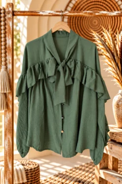 Ruffle Blouse Brigitte, Army.
