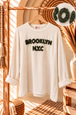 Oversized Tricot shirt Mara Brooklyn, Beige.