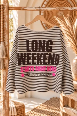 Sweat Lina "Long Weekend" Streep, Ecru/Bruin.