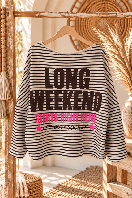 Sweat Lina "Long Weekend" Streep, Ecru/Bruin.