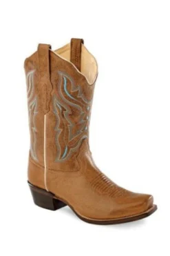 B 18006 Dames boots cognac met turquoise
